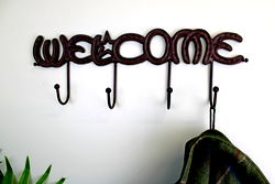 Rustic Cast Iron Wall Hooks, Welcome Rustic Cast Iron Wall Hooks, Welcome