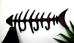Rustic Cast Iron Wall Hooks, Fish Skeleton Rustic Cast Iron Wall Hooks, Fish Skeleton