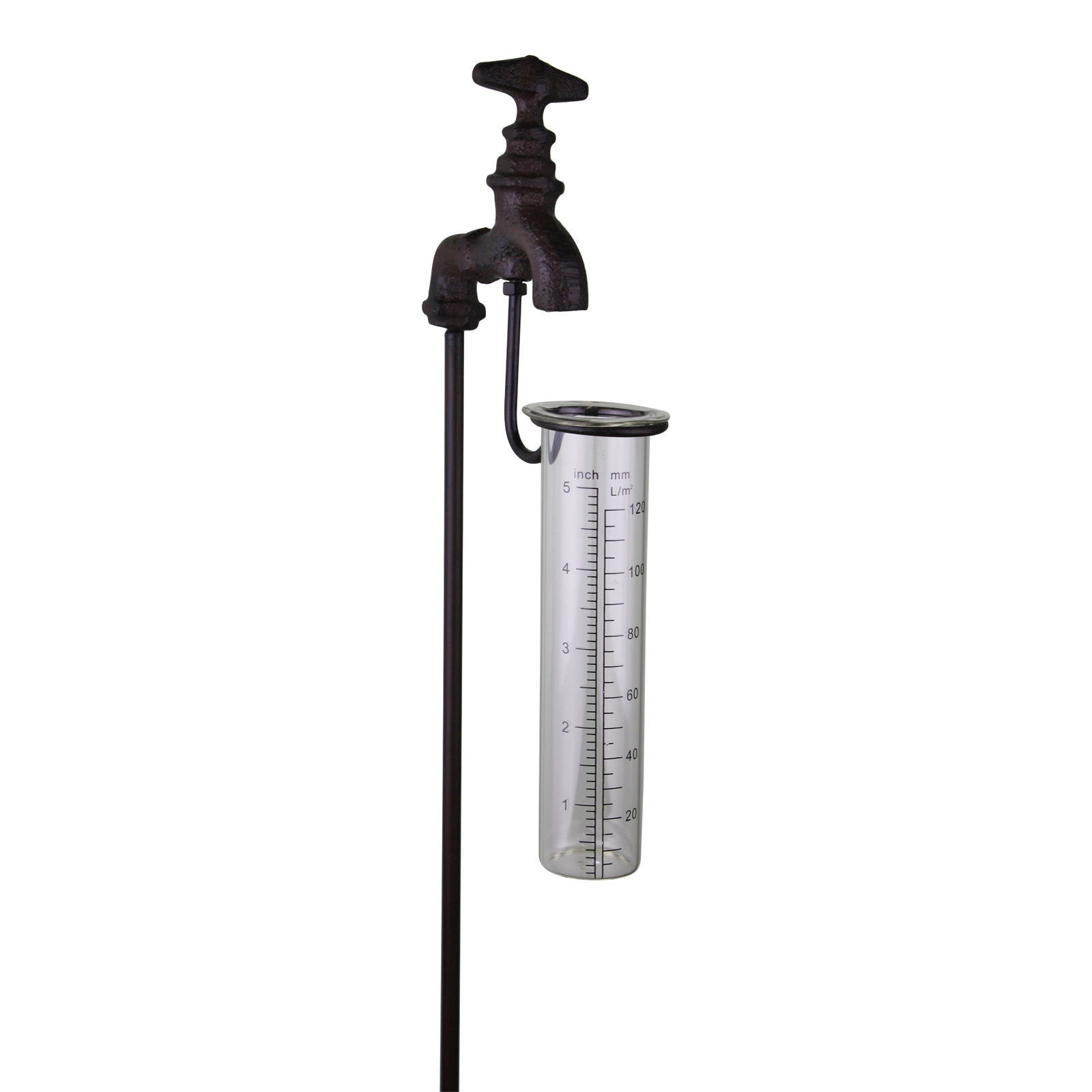 Cast Iron and Glass Garden Rain Gauge, Outside Tap Cast Iron and Glass Garden Rain Gauge, Outside Tap