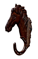 Rustic Cast Iron Wall Hooks, Single hook with horse Rustic Cast Iron Wall Hooks, Single hook with horse