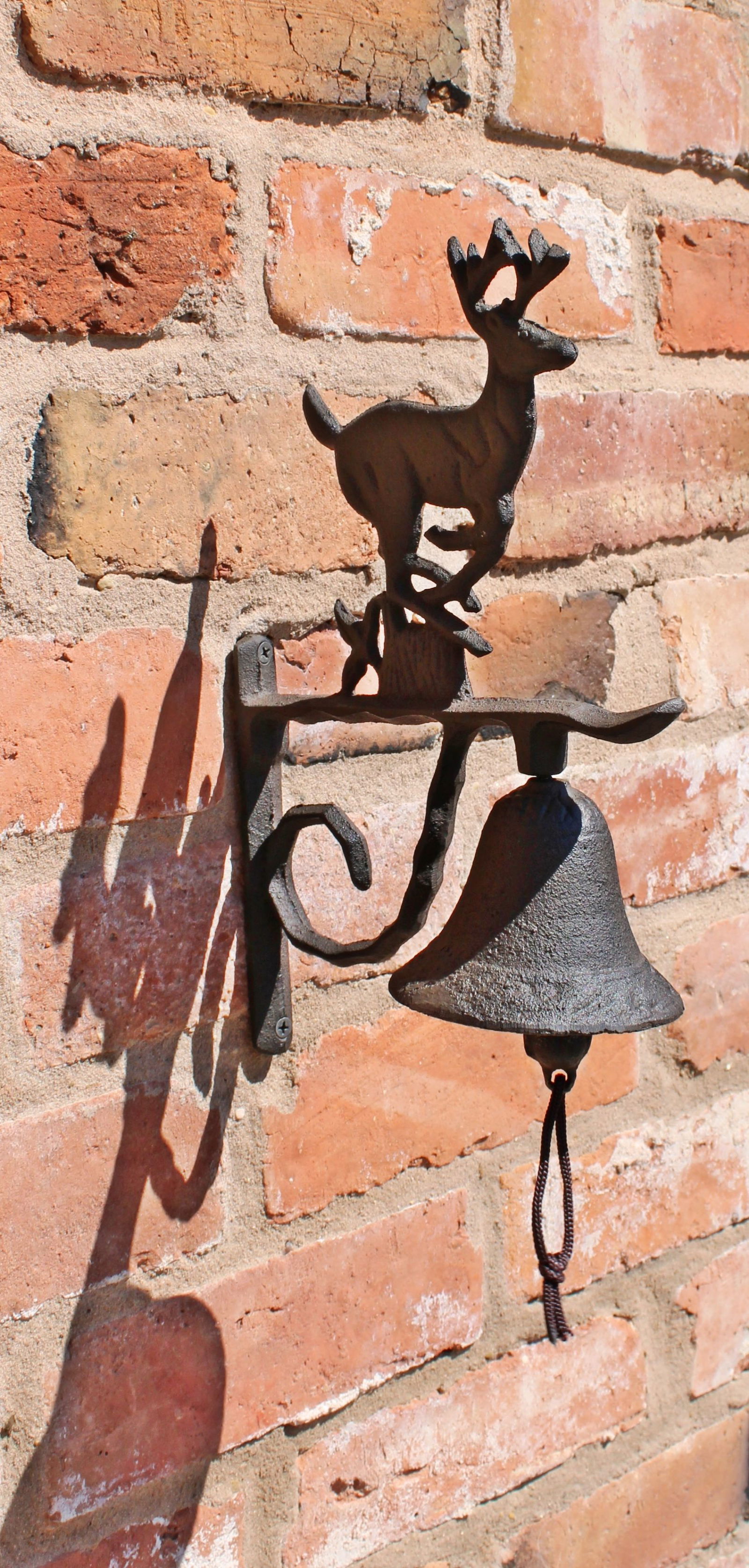 Rustic Cast Iron Wall Bell, Running Reindeer Rustic Cast Iron Wall Bell, Running Reindeer