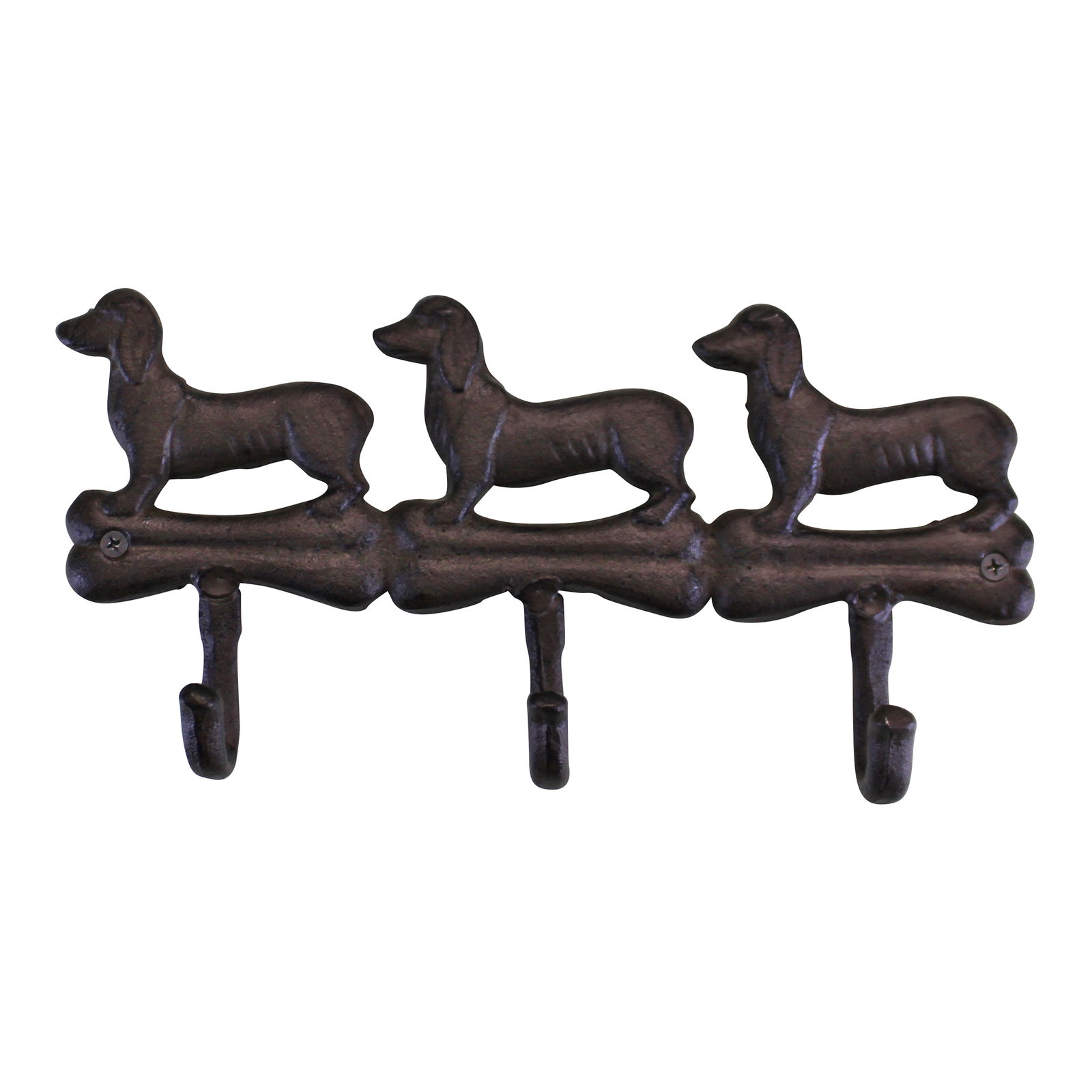 Rustic Cast Iron Wall Hooks, Sausage Dog Design With 3 Hooks Rustic Cast Iron Wall Hooks, Sausage Dog Design With 3 Hooks
