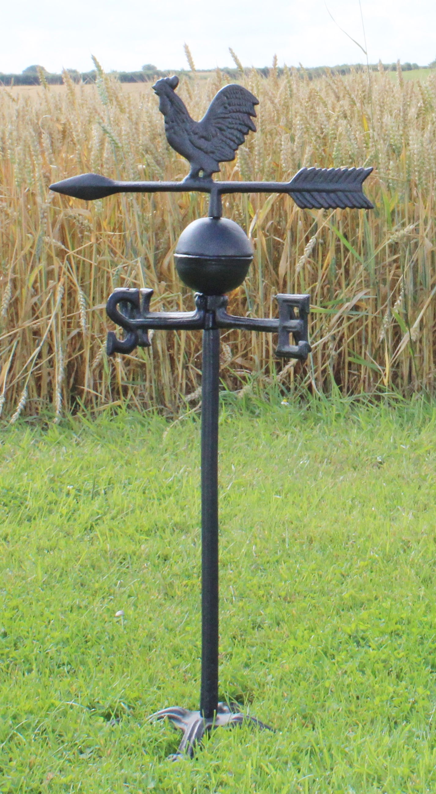 Cast Iron Freestanding Large Weather Vane, Rooster Design Cast Iron Freestanding Large Weather Vane, Rooster Design