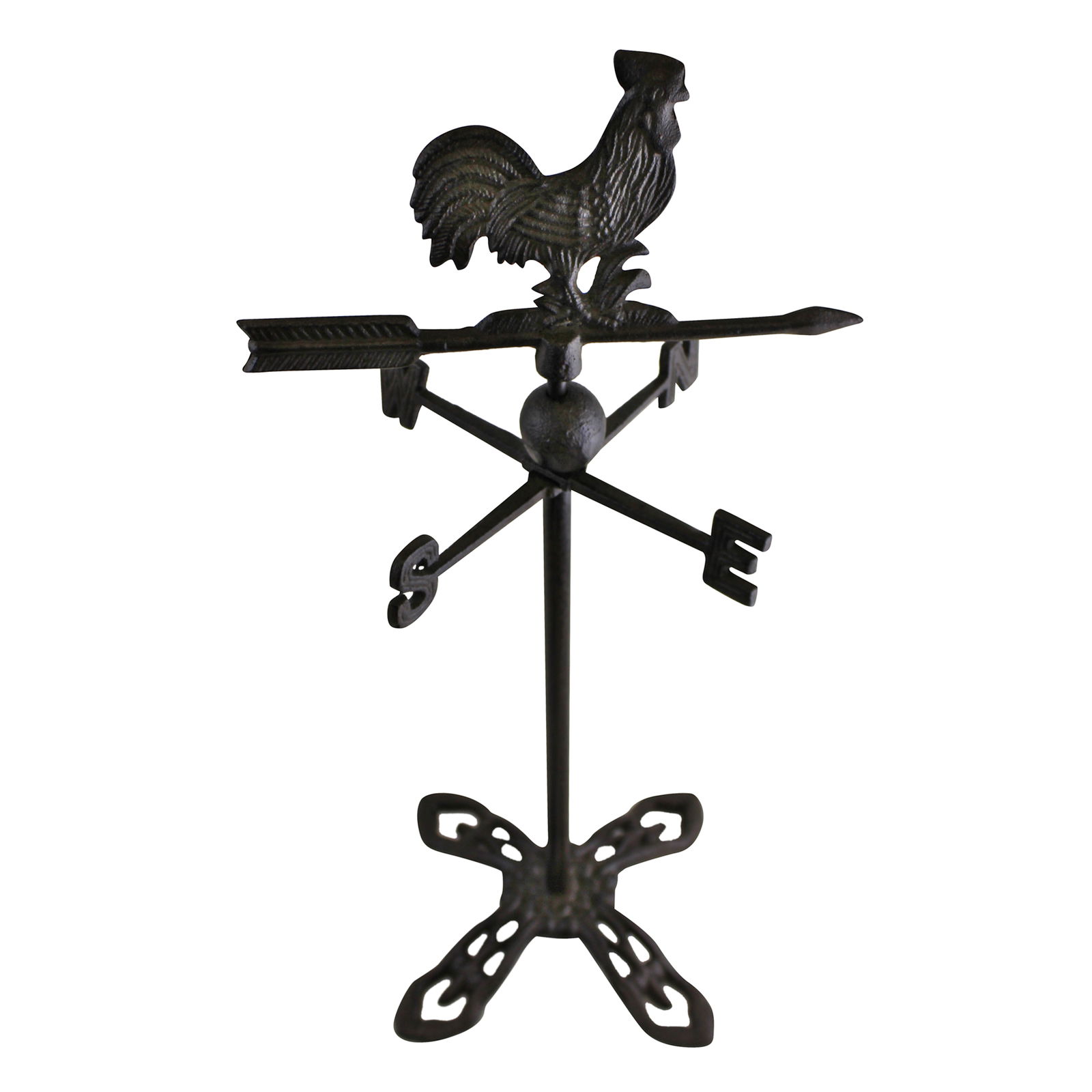 Cast Iron Freestanding Small Weather Vane, Rooster Design Cast Iron Freestanding Small Weather Vane, Rooster Design