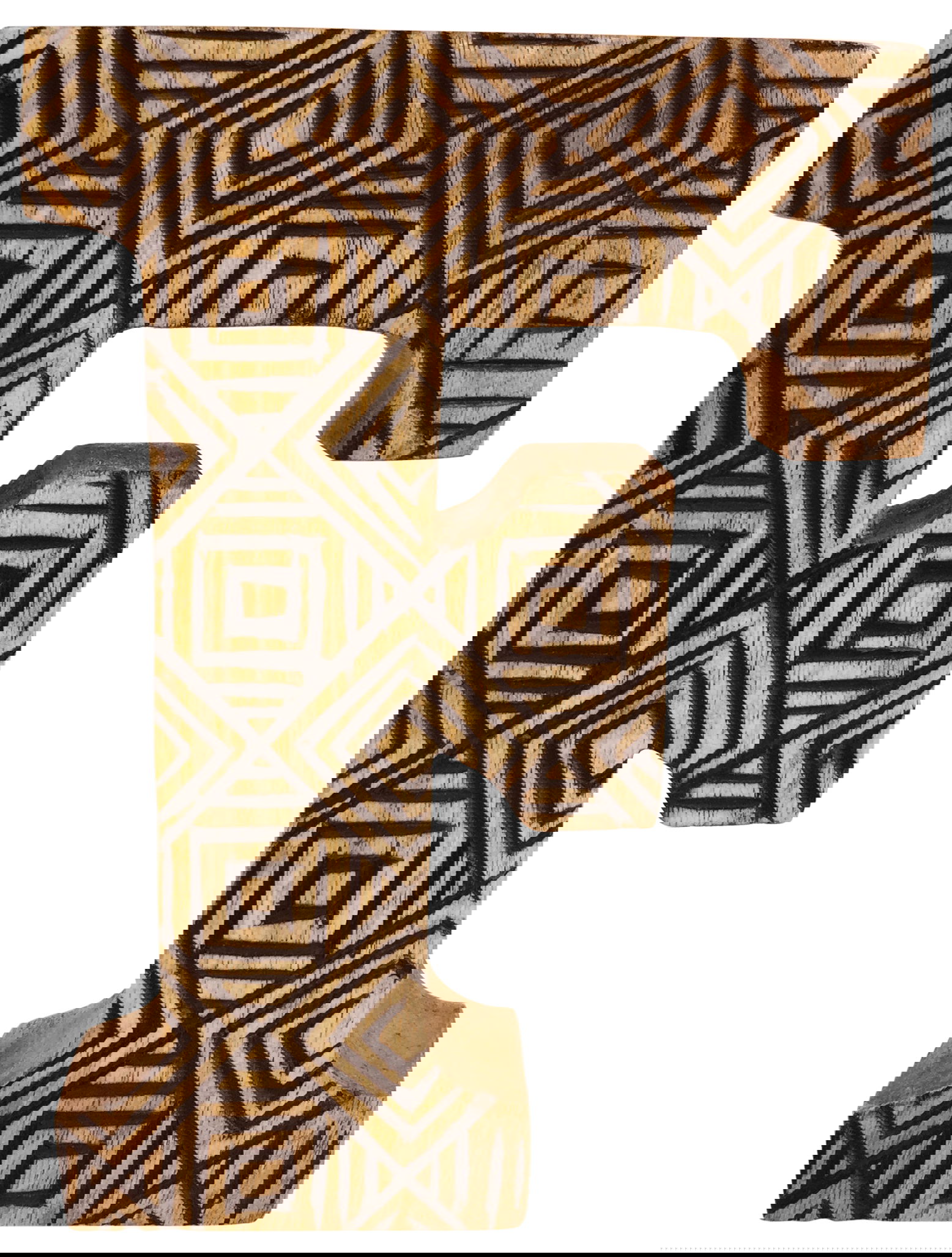 Hand Carved Wooden Geometric Letter F Hand Carved Wooden Geometric Letter F