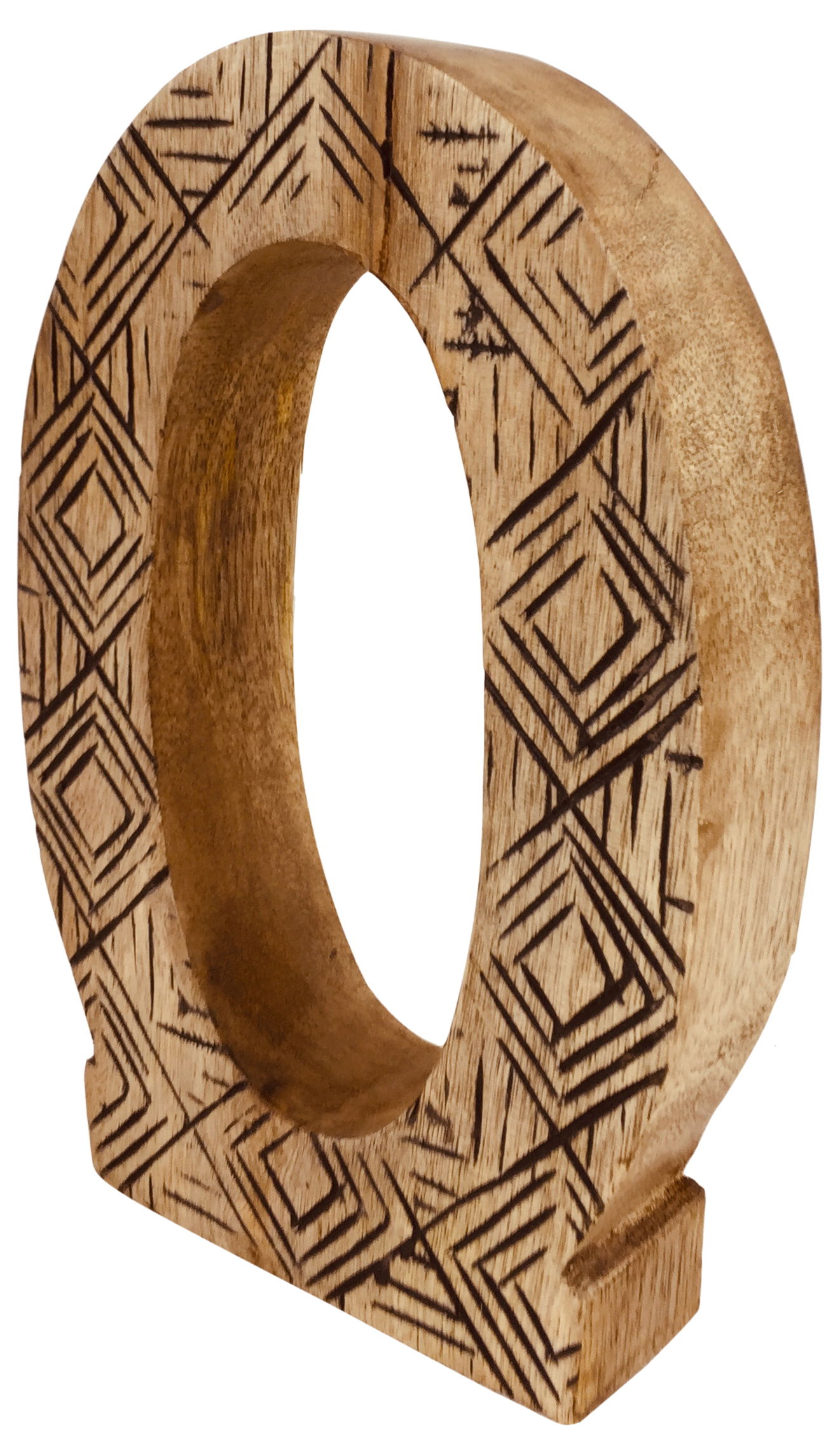 Hand Carved Wooden Geometric Letter O Hand Carved Wooden Geometric Letter O