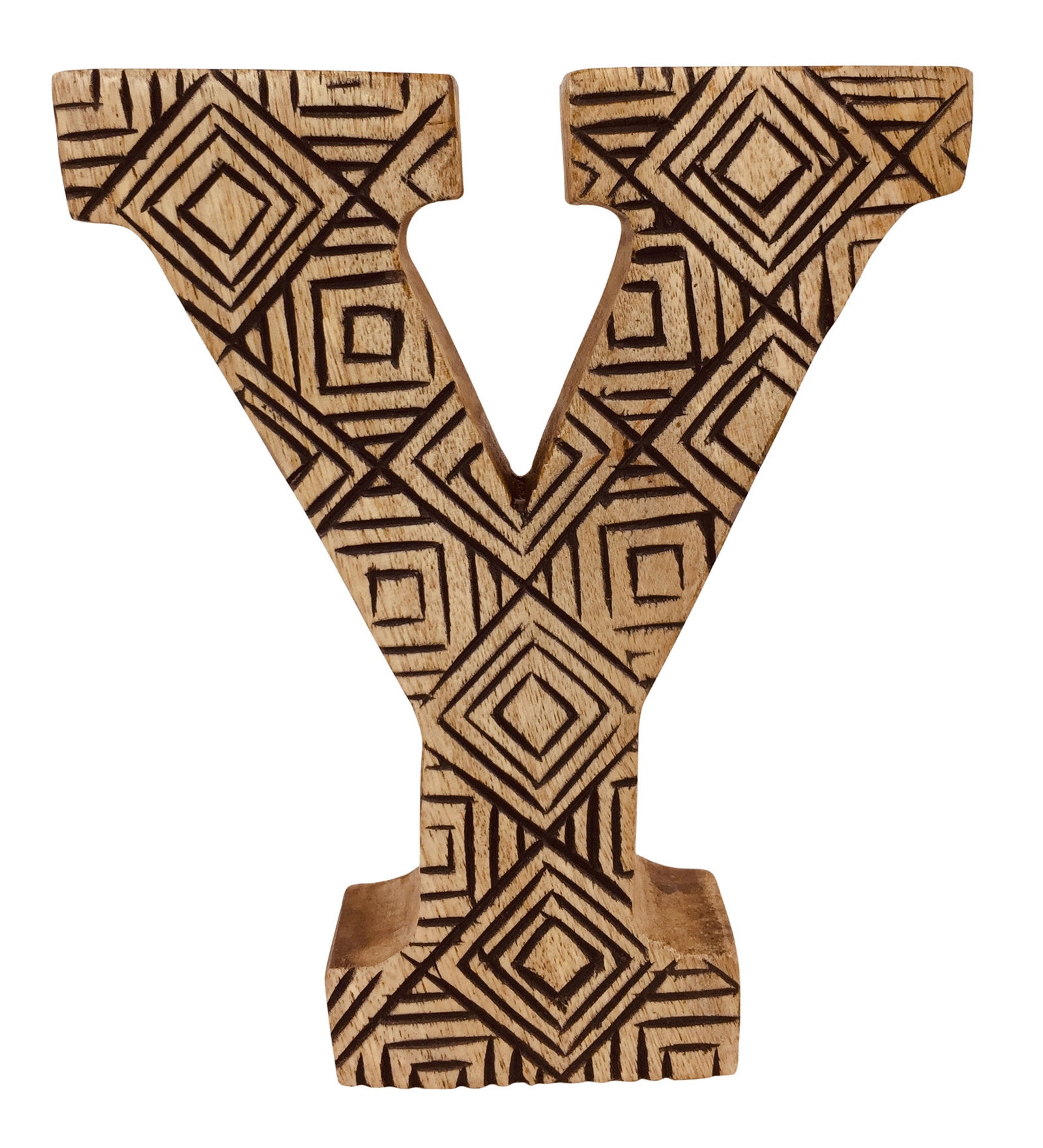 Hand Carved Wooden Geometric Letter Y Hand Carved Wooden Geometric Letter Y