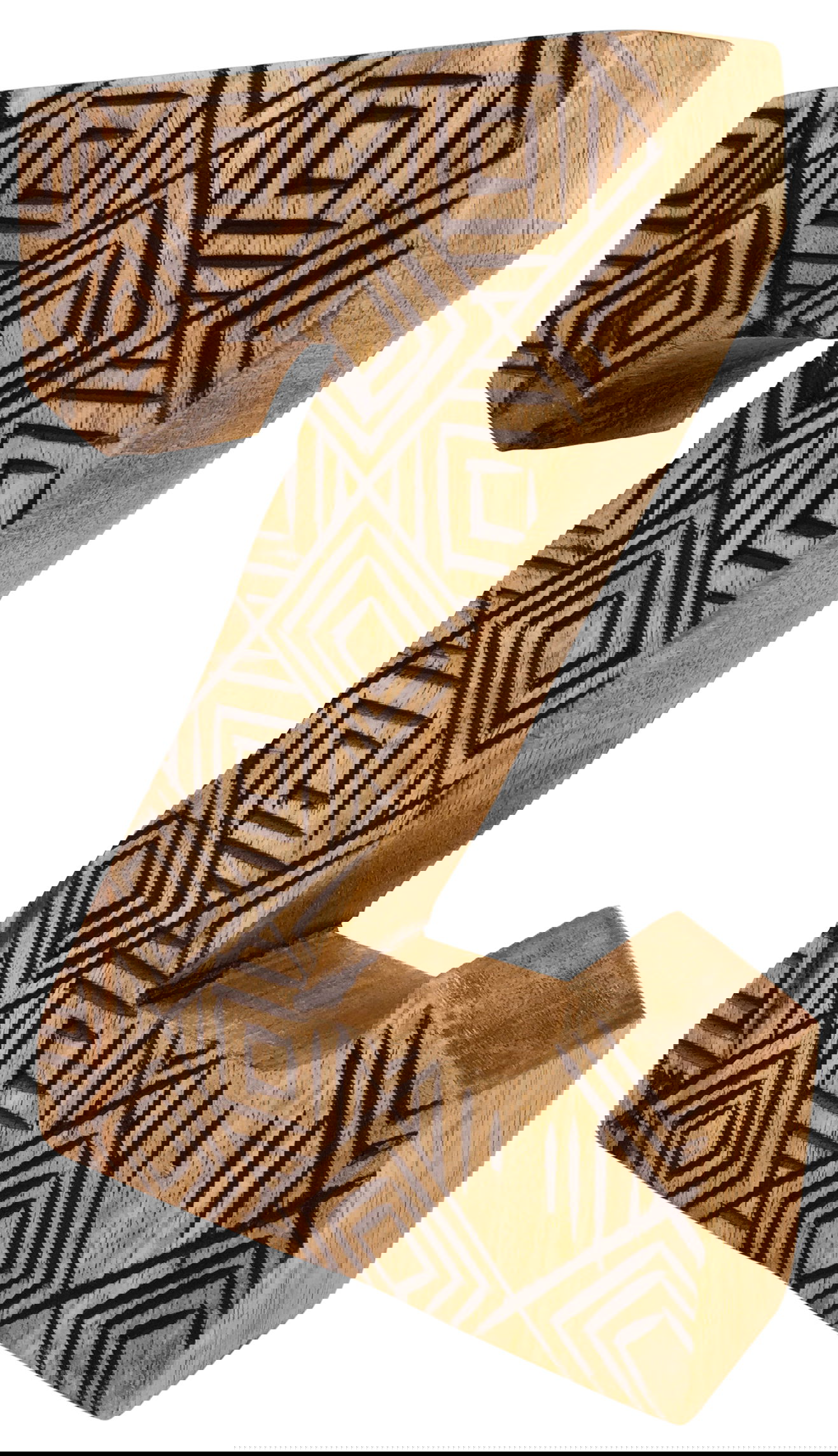 Hand Carved Wooden Geometric Letter Z Hand Carved Wooden Geometric Letter Z