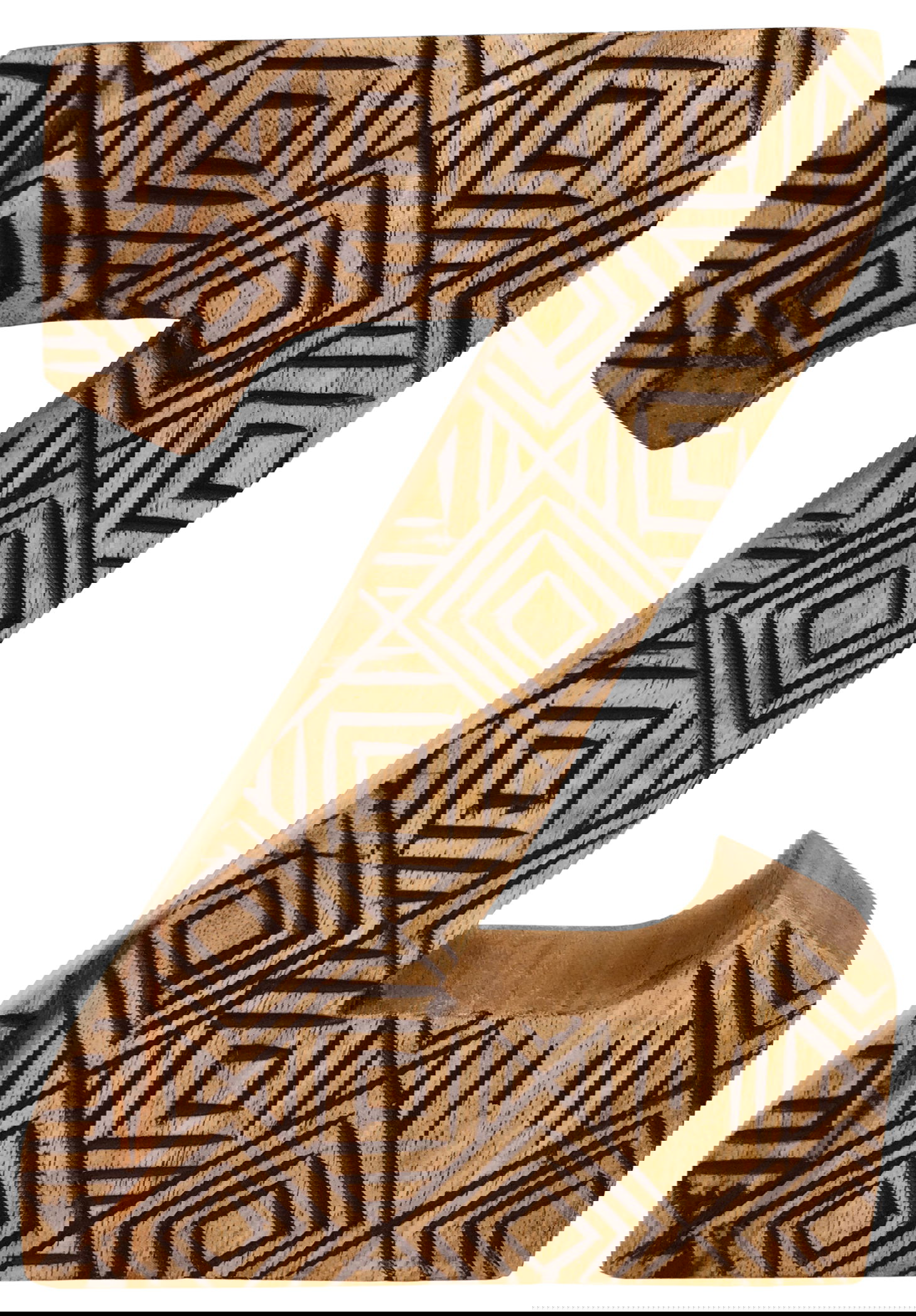 Hand Carved Wooden Geometric Letter Z Hand Carved Wooden Geometric Letter Z