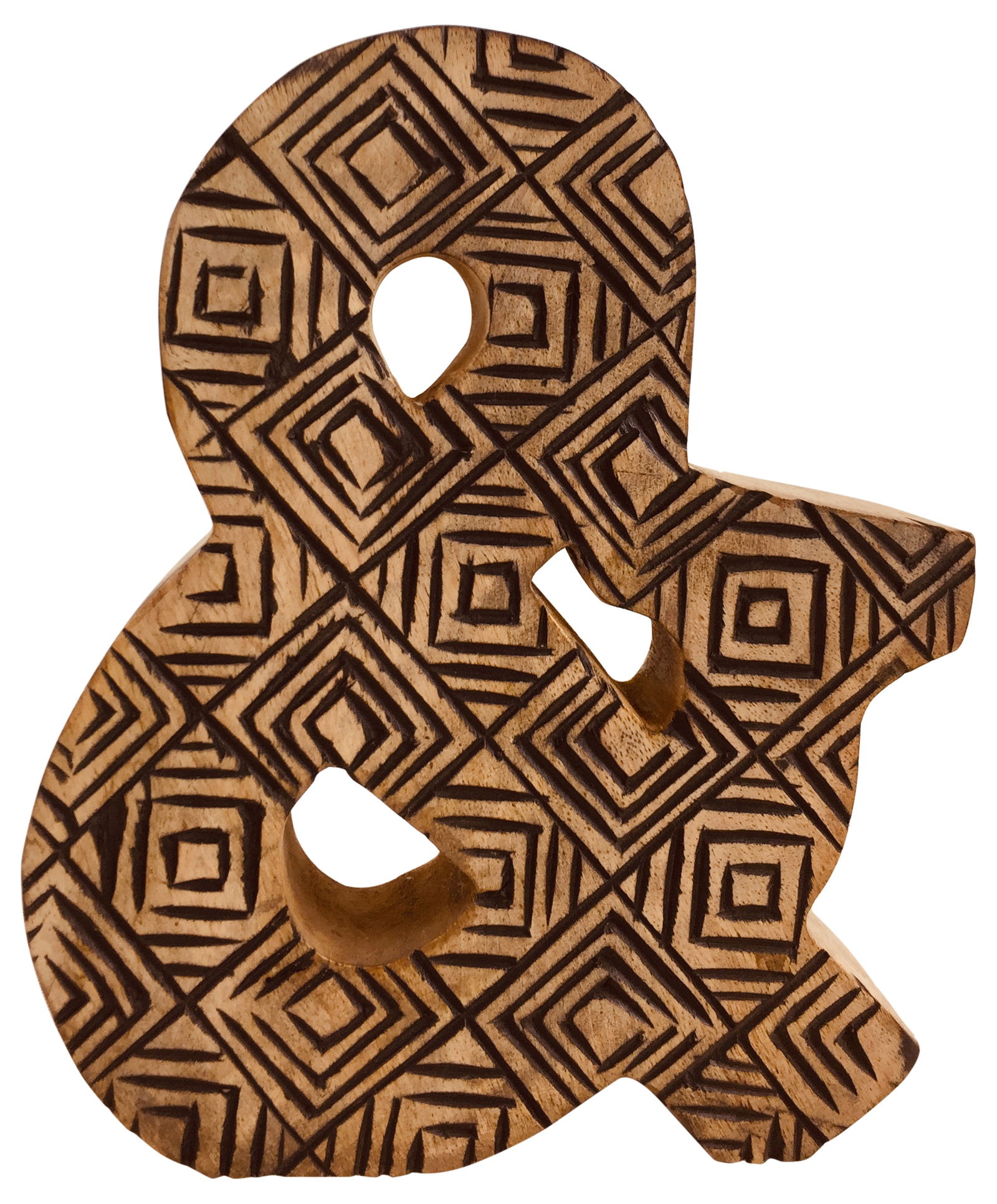 Hand Carved Wooden Geometric Letter & Hand Carved Wooden Geometric Letter &