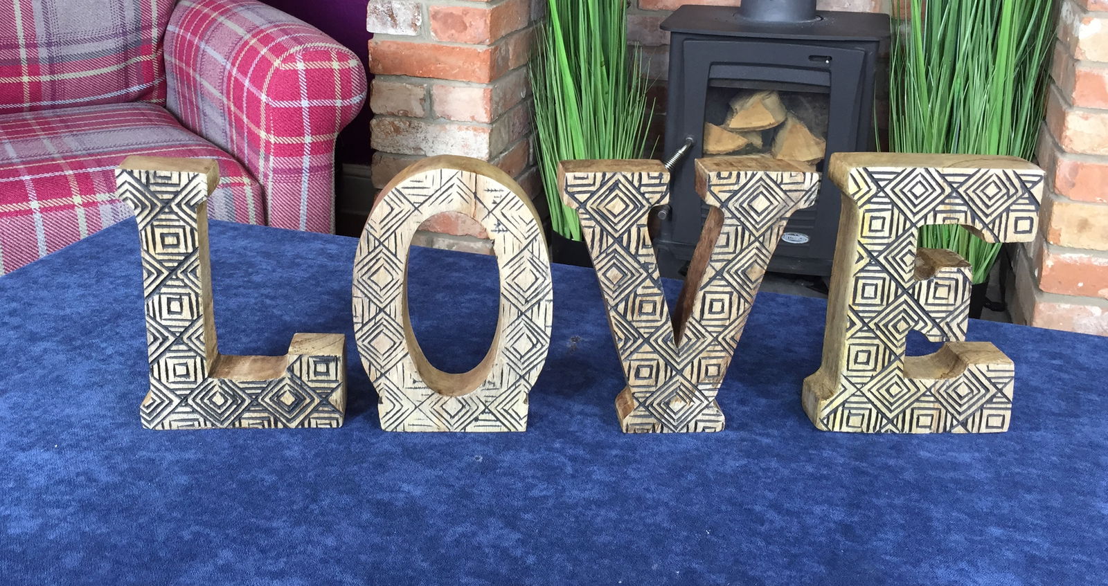 Hand Carved Wooden Geometric Letters Love Hand Carved Wooden Geometric Letters Love
