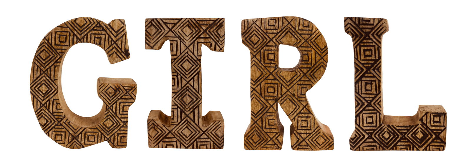 Hand Carved Wooden Geometric Letters Girl Hand Carved Wooden Geometric Letters Girl