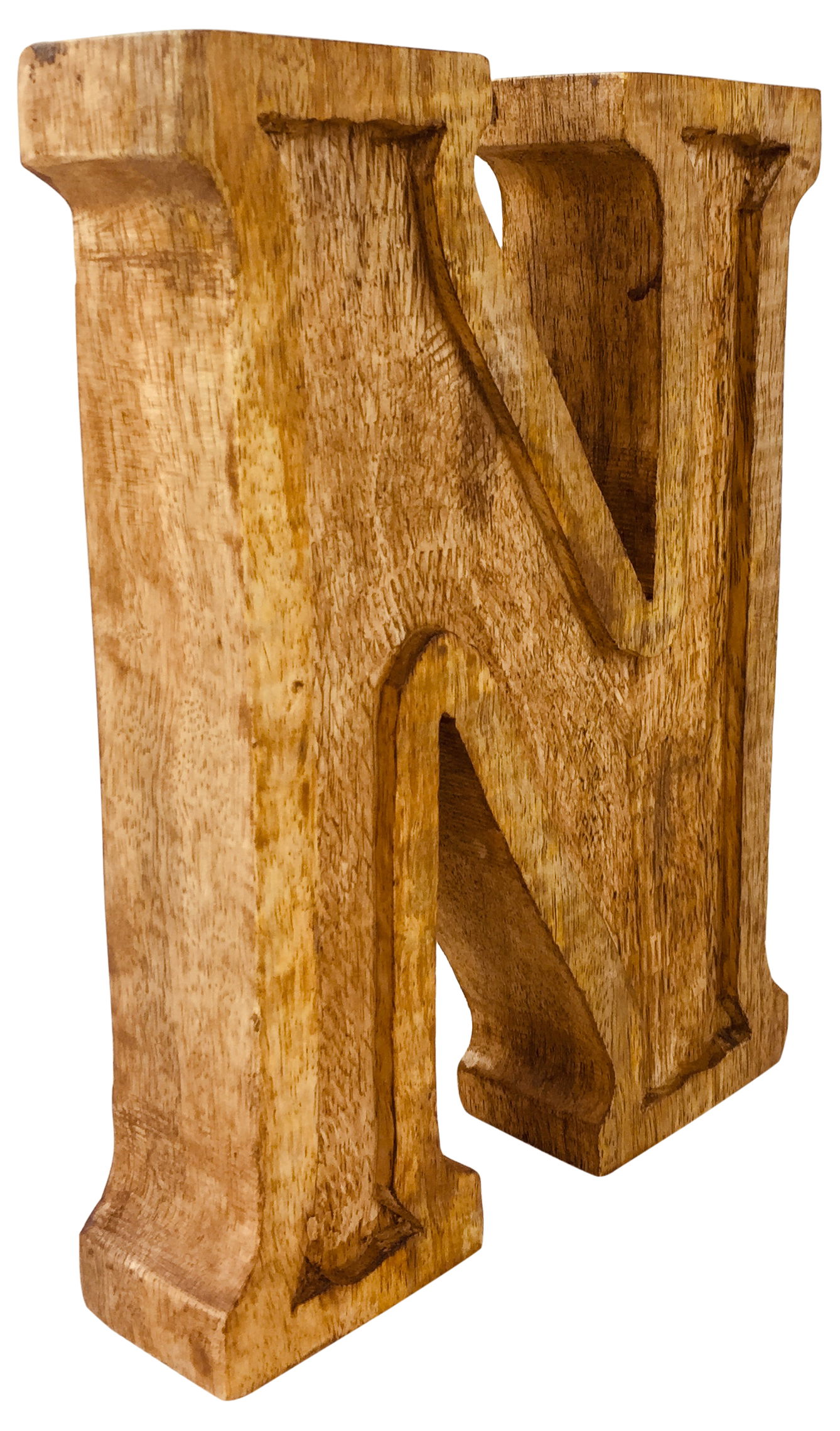 Hand Carved Wooden Embossed Letter N Hand Carved Wooden Embossed Letter N