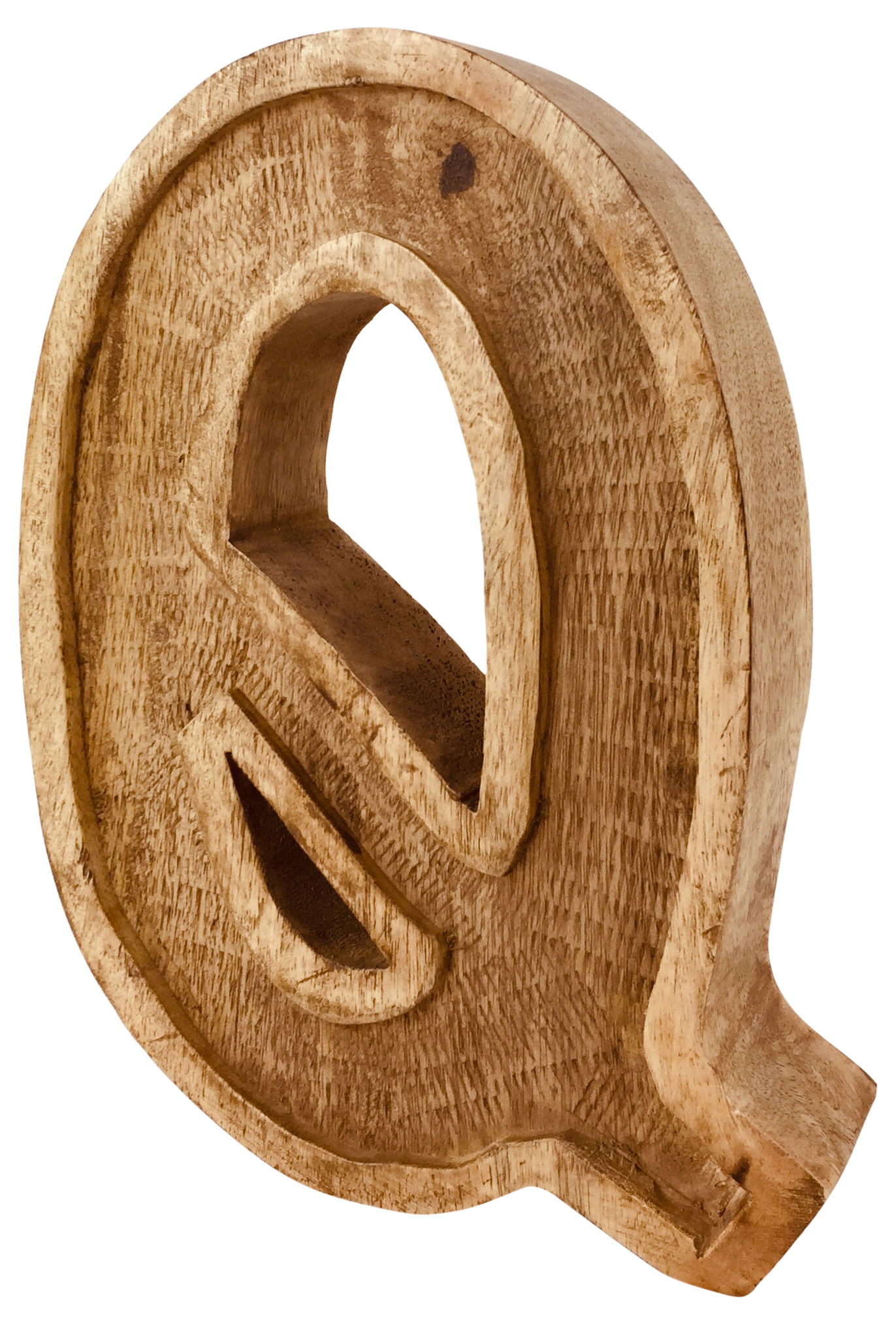 Hand Carved Wooden Embossed Letter Q Hand Carved Wooden Embossed Letter Q