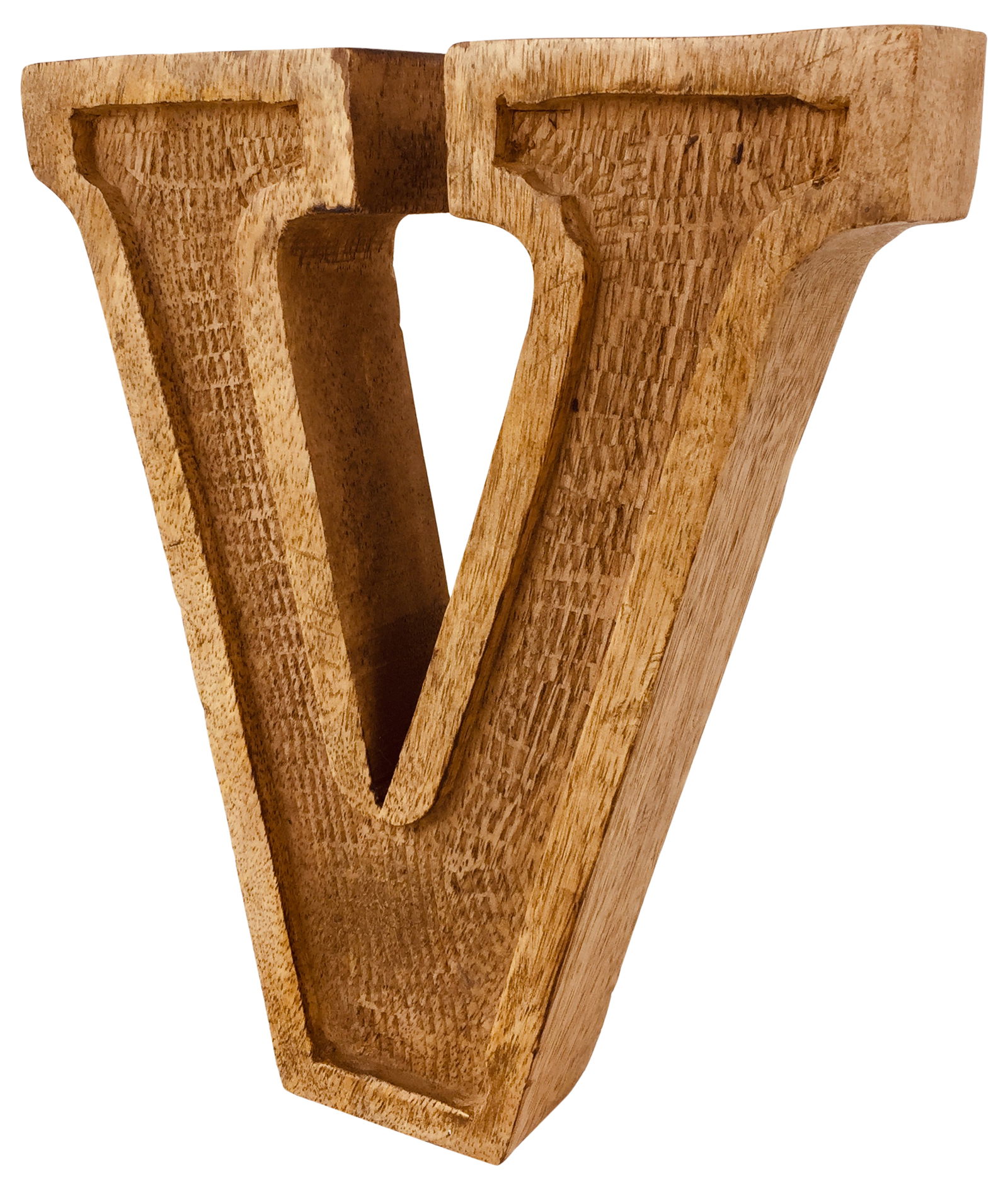 Hand Carved Wooden Embossed Letter V Hand Carved Wooden Embossed Letter V
