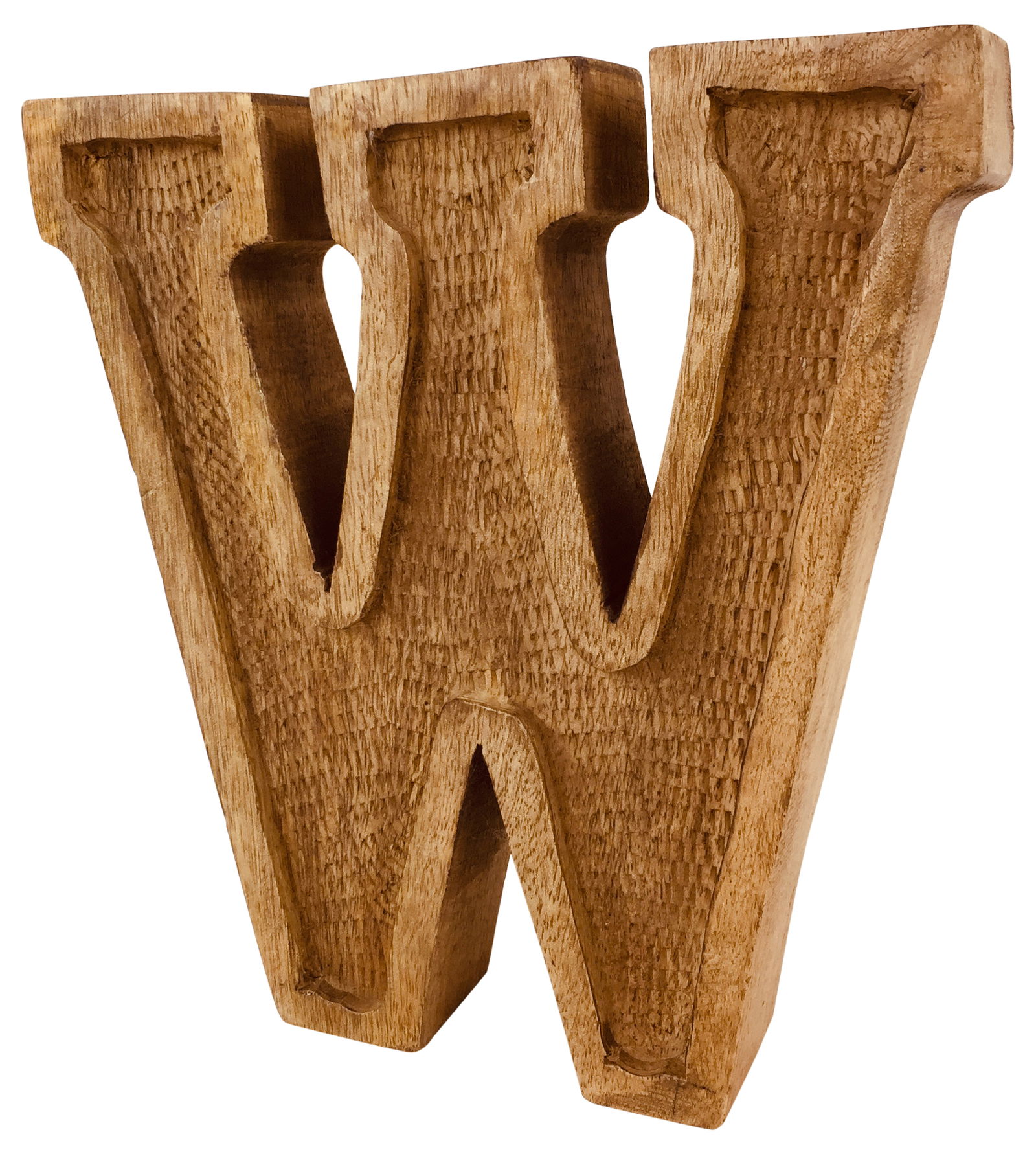 Hand Carved Wooden Embossed Letter W Hand Carved Wooden Embossed Letter W