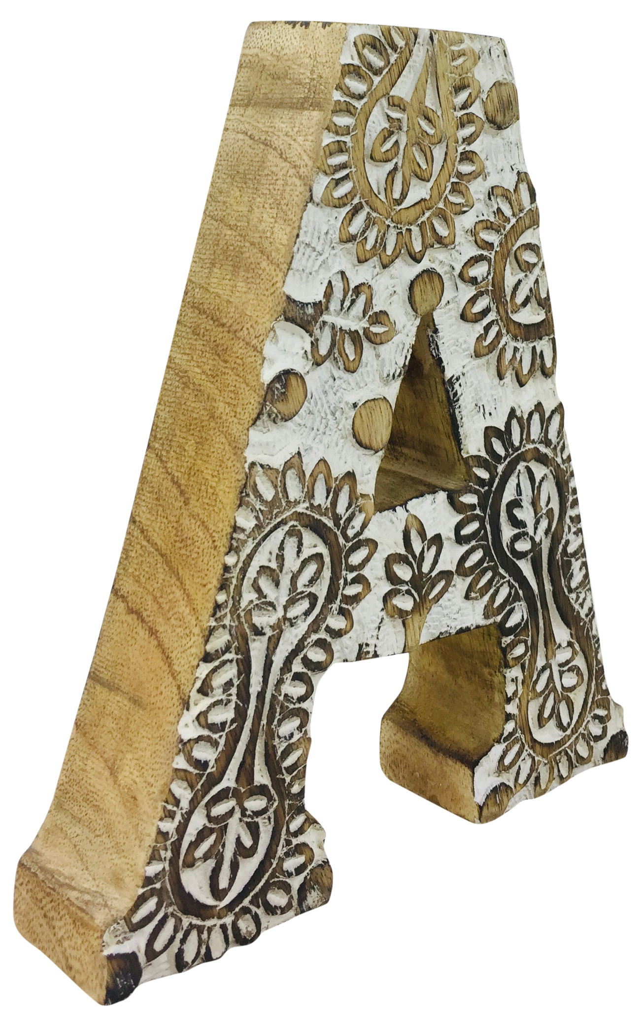 Hand Carved Wooden White Flower Letter A Hand Carved Wooden White Flower Letter A