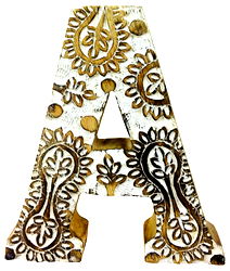 Hand Carved Wooden White Flower Letter A Hand Carved Wooden White Flower Letter A