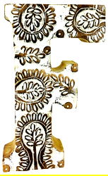 Hand Carved Wooden White Flower Letter F Hand Carved Wooden White Flower Letter F