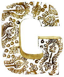 Hand Carved Wooden White Flower Letter G Hand Carved Wooden White Flower Letter G