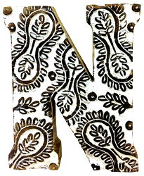Hand Carved Wooden White Flower Letter N Hand Carved Wooden White Flower Letter N