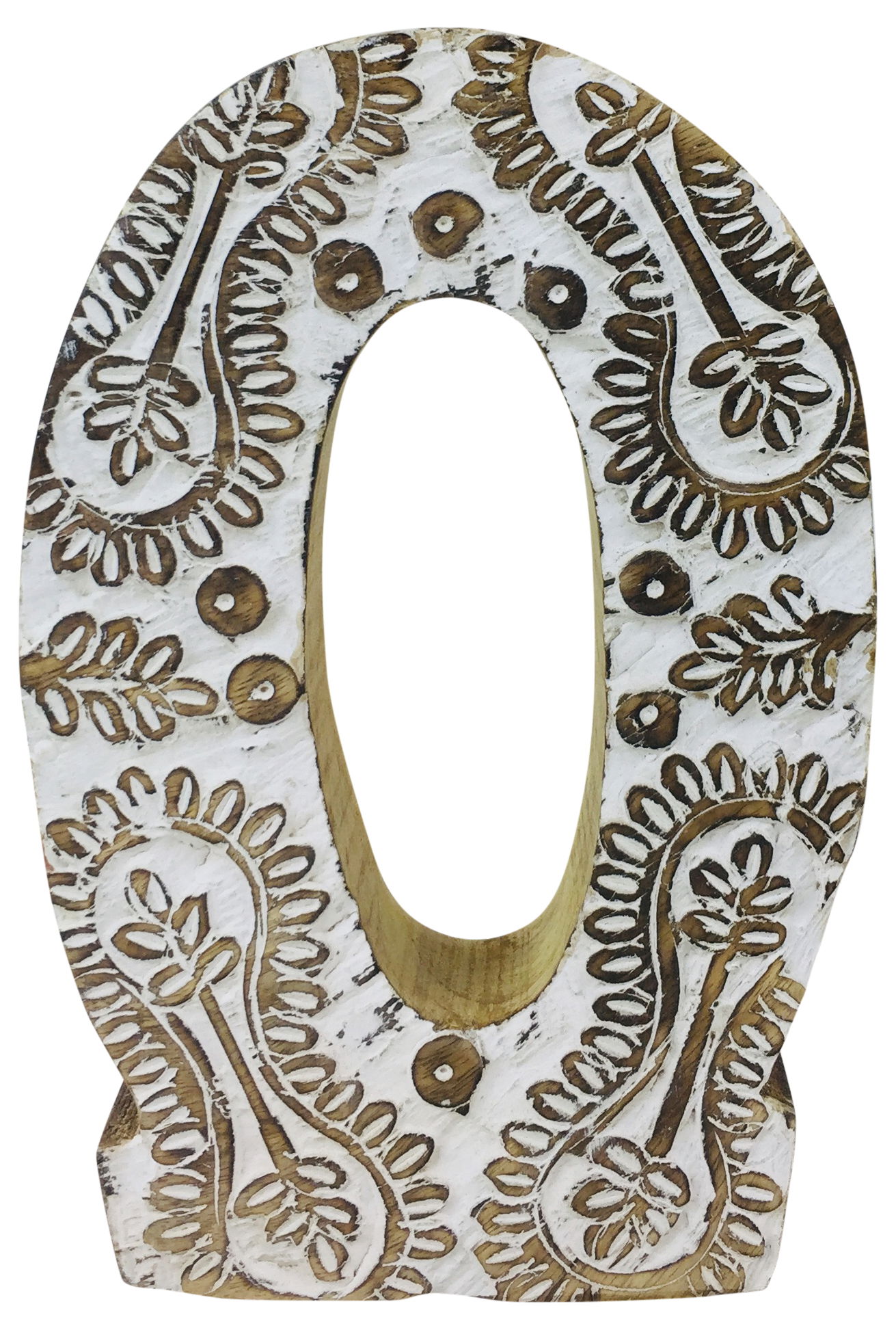 Hand Carved Wooden White Flower Letter O Hand Carved Wooden White Flower Letter O