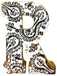Hand Carved Wooden White Flower Letter R Hand Carved Wooden White Flower Letter R