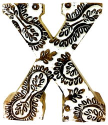 Hand Carved Wooden White Flower Letter X Hand Carved Wooden White Flower Letter X