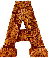 Hand Carved Wooden Flower Letter A Hand Carved Wooden Flower Letter A