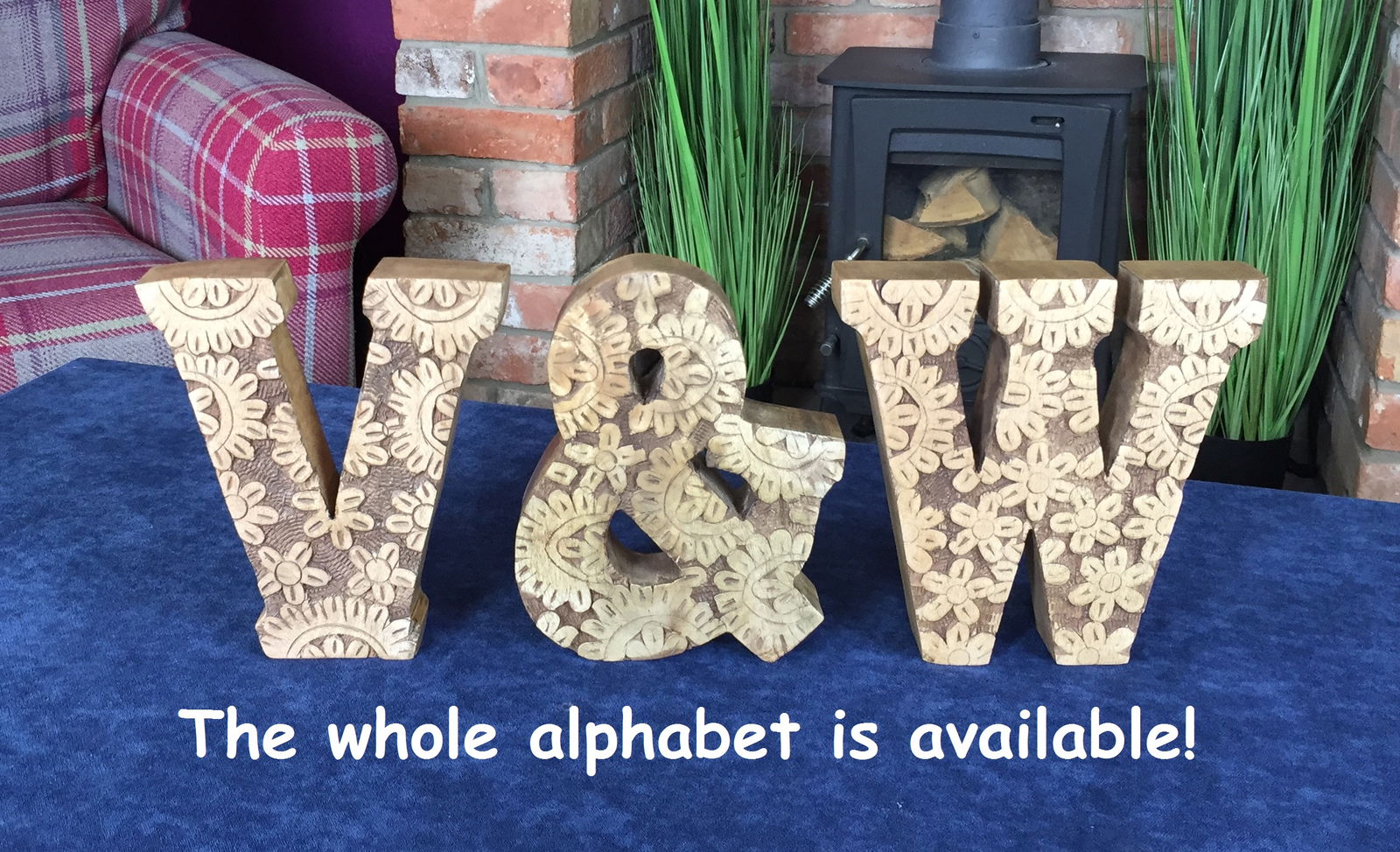 Hand Carved Wooden Flower Letter V Hand Carved Wooden Flower Letter V
