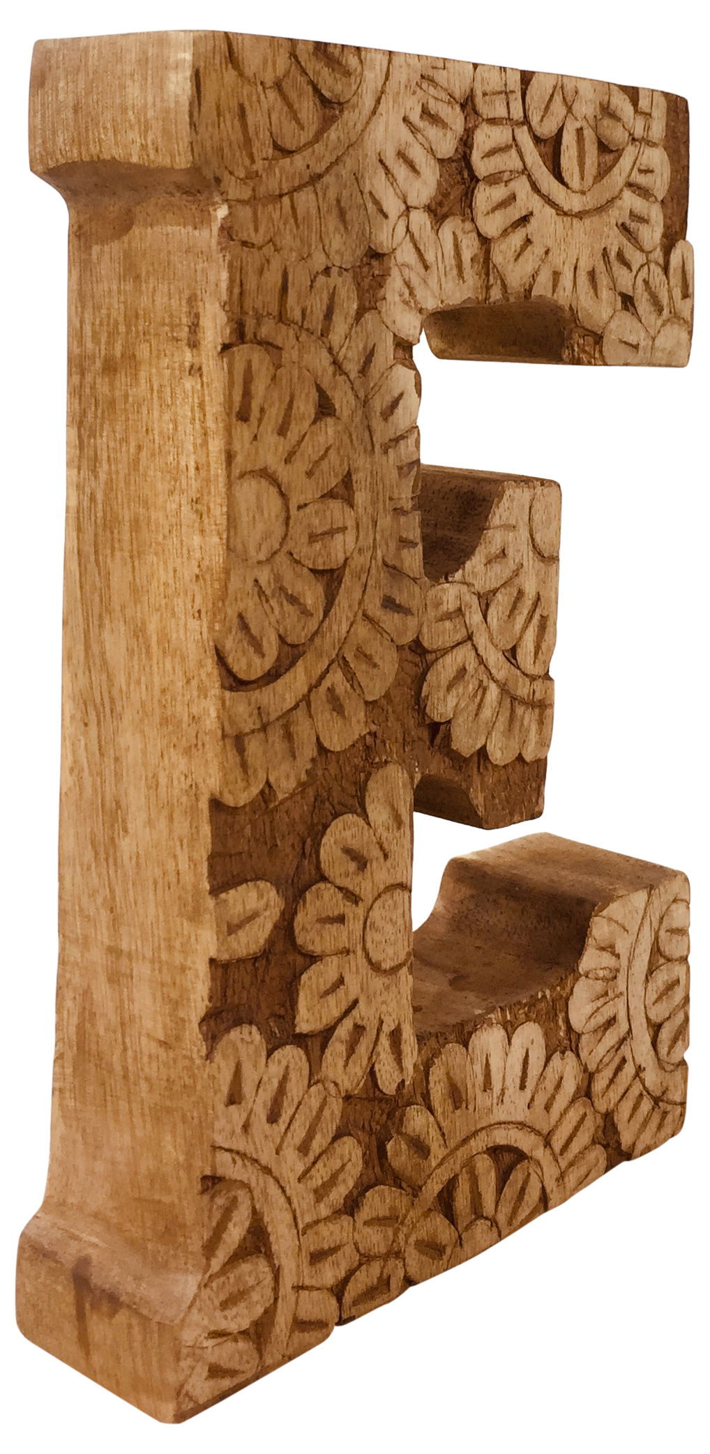 Hand Carved Wooden Flower Letter E Hand Carved Wooden Flower Letter E