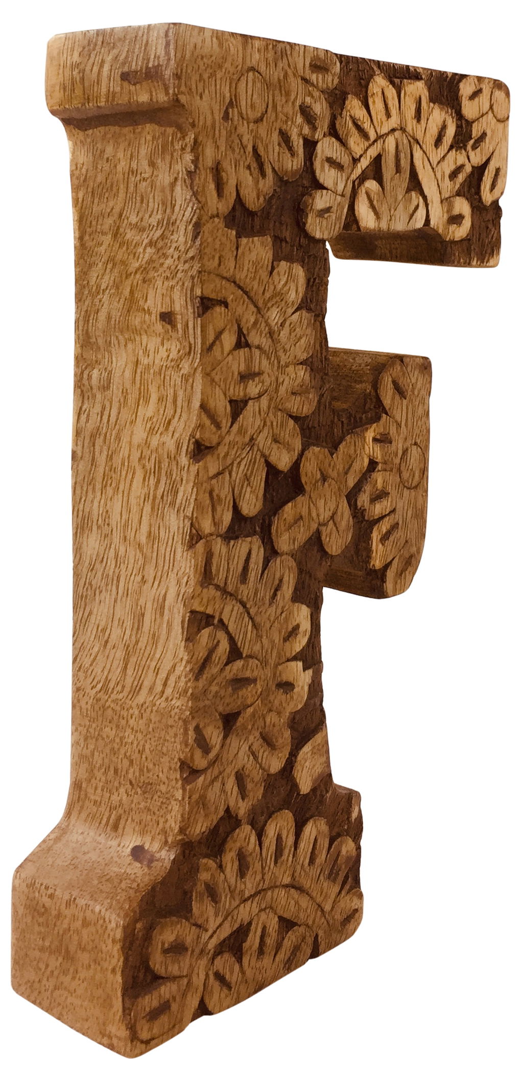 Hand Carved Wooden Flower Letter F Hand Carved Wooden Flower Letter F