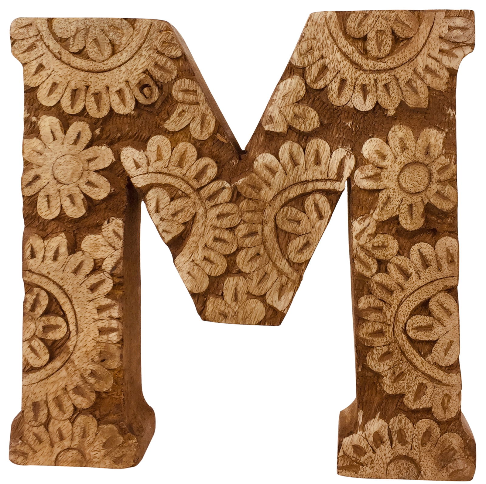 Hand Carved Wooden Flower Letter M Hand Carved Wooden Flower Letter M