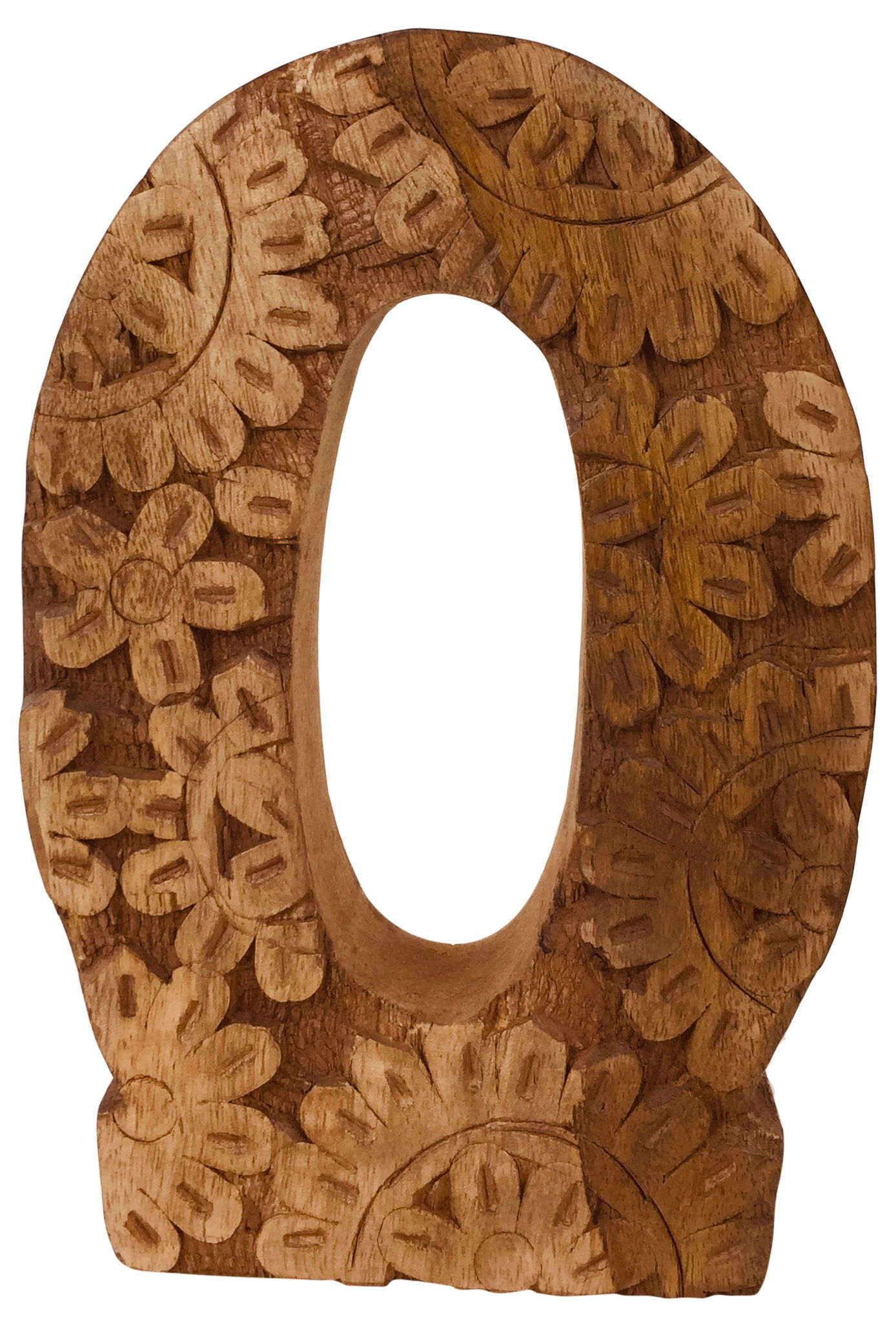 Hand Carved Wooden Flower Letter O Hand Carved Wooden Flower Letter O