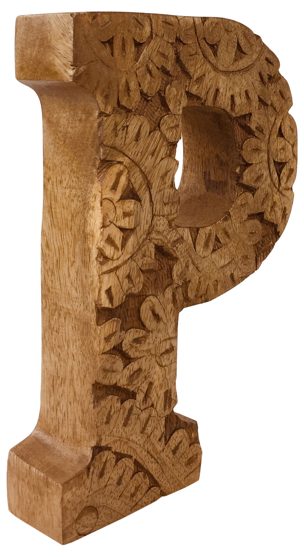 Hand Carved Wooden Flower Letter P Hand Carved Wooden Flower Letter P