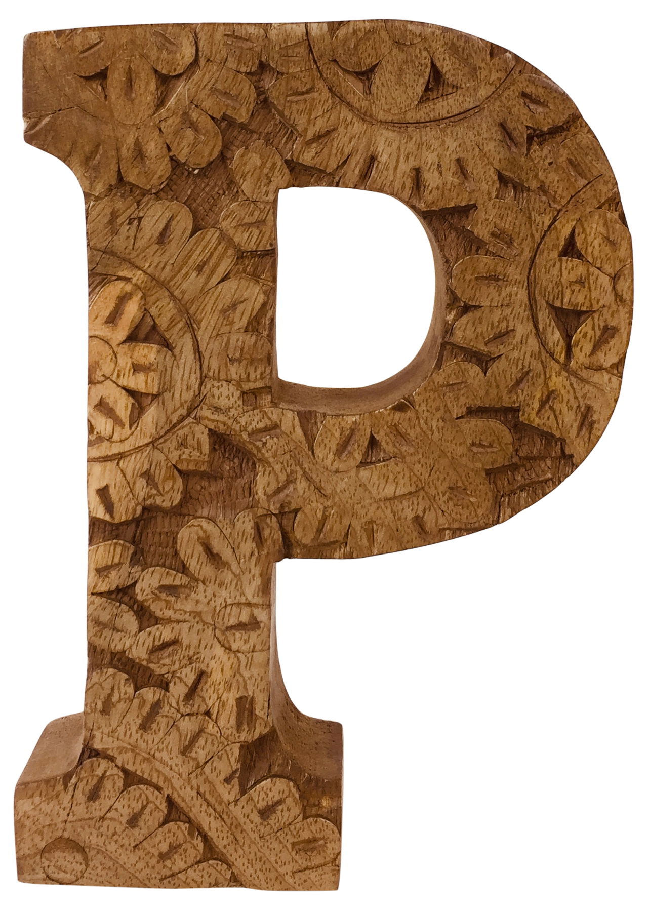 Hand Carved Wooden Flower Letter P Hand Carved Wooden Flower Letter P