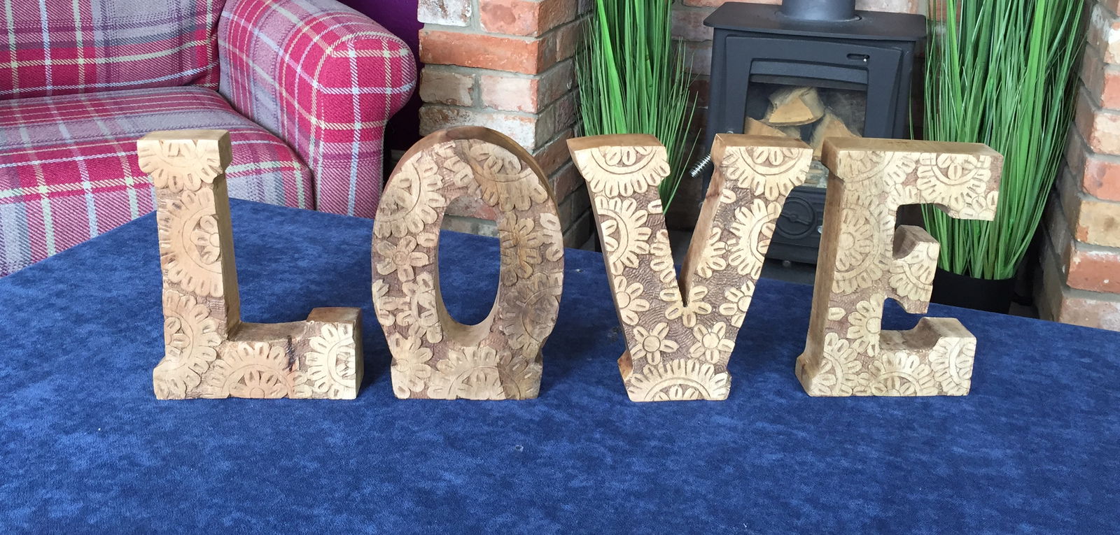 Hand Carved Wooden Flower Letters Love Hand Carved Wooden Flower Letters Love