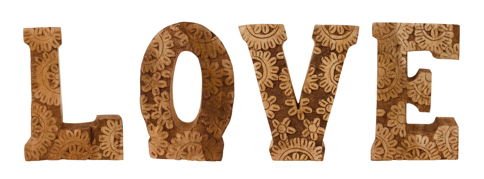 Hand Carved Wooden Flower Letters Love Hand Carved Wooden Flower Letters Love