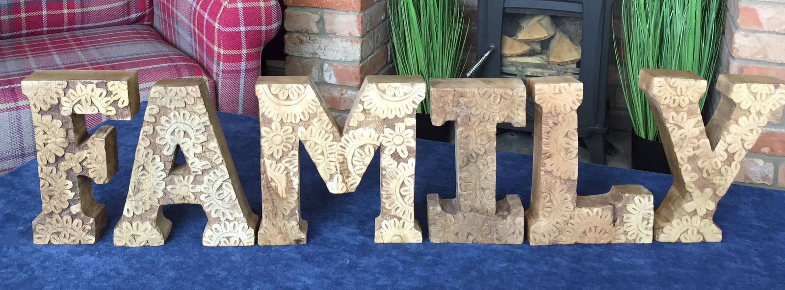 Hand Carved Wooden Flower Letters Family Hand Carved Wooden Flower Letters Family
