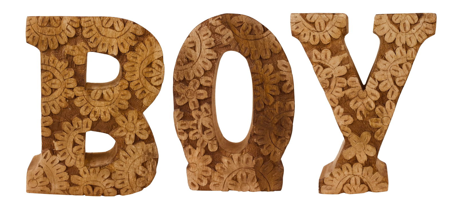 Hand Carved Wooden Flower Letters Boy Hand Carved Wooden Flower Letters Boy