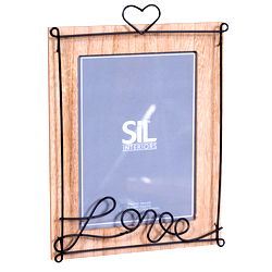Wooden Photo Frame with Black Wire Love Script 5x7" Wooden Photo Frame with Black Wire Love Script 5x7"