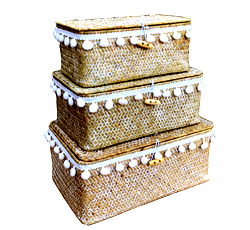 Set Of Three Nesting Pom Pom Baskets Set Of Three Nesting Pom Pom Baskets