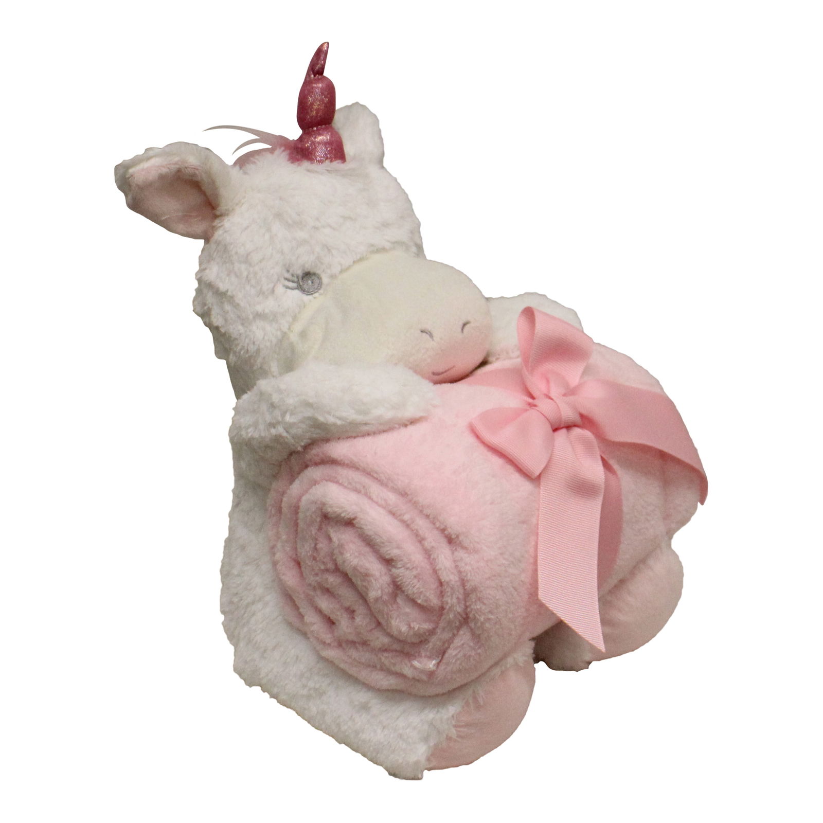 New Baby White Unicorn Teddy & Pink Throw New Baby White Unicorn Teddy & Pink Throw