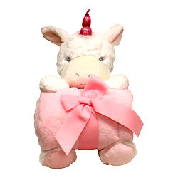 New Baby White Unicorn Teddy & Pink Throw New Baby White Unicorn Teddy & Pink Throw