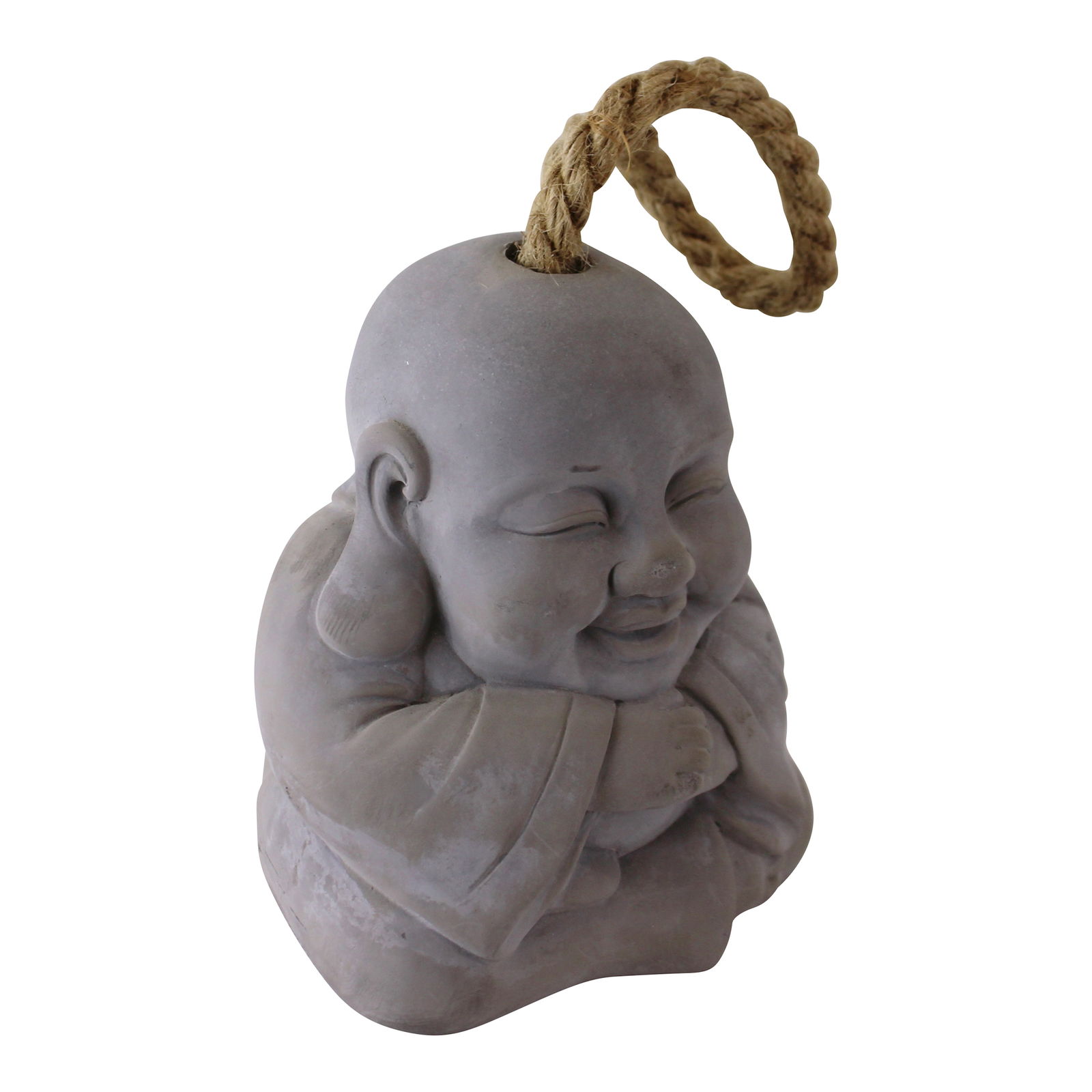 Smiling Buddha Grey Cement Doorstop Smiling Buddha Grey Cement Doorstop