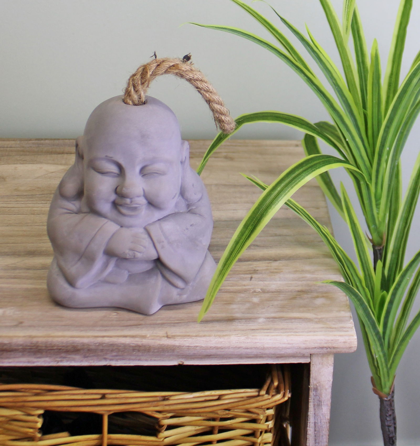 Smiling Buddha Grey Cement Doorstop Smiling Buddha Grey Cement Doorstop