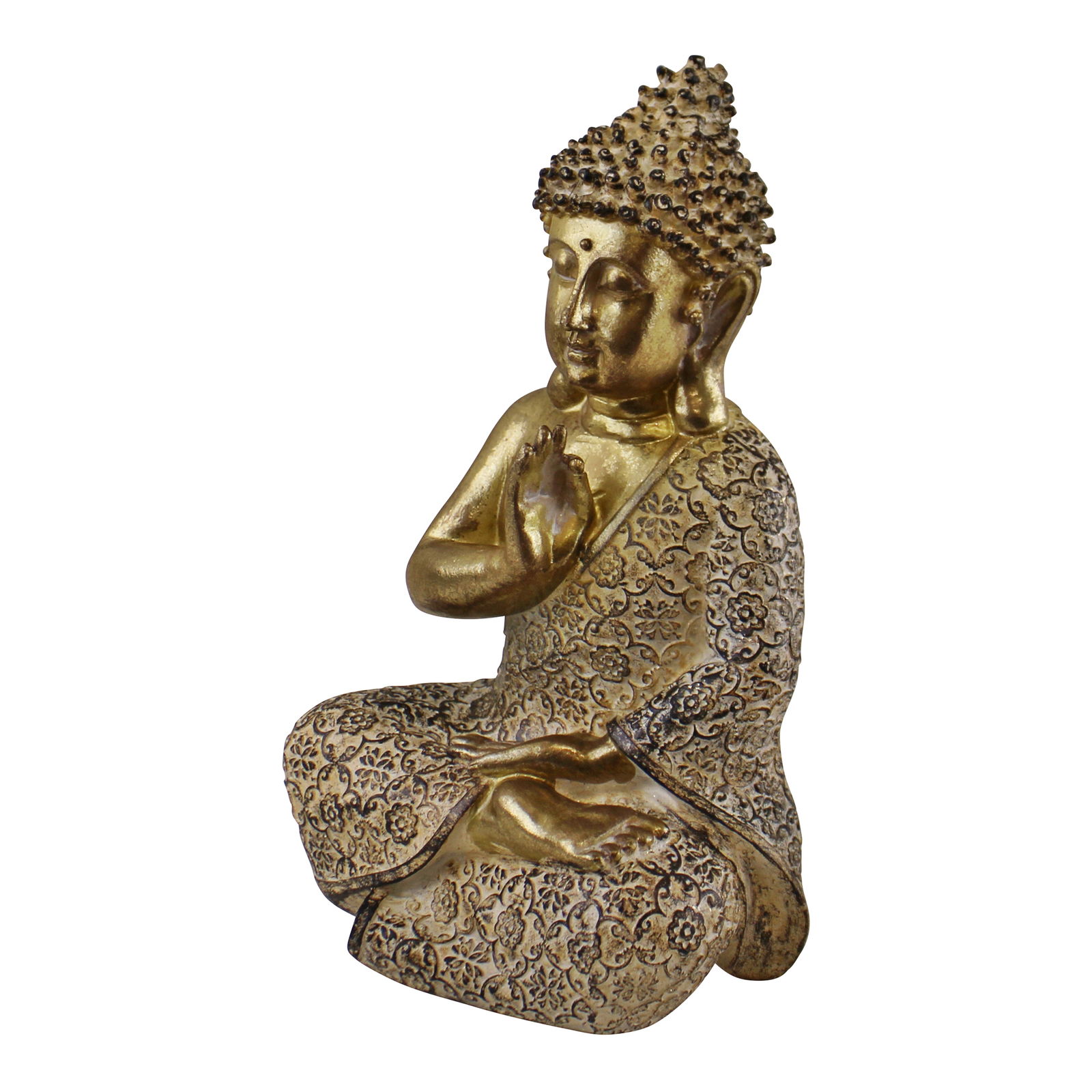 Gold Sitting Buddha Ornament, Meditating, 19cm Gold Sitting Buddha Ornament, Meditating, 19cm