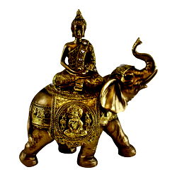 Large Jewelled Buddha On Elephant Ornament, 24cm Large Jewelled Buddha On Elephant Ornament, 24cm