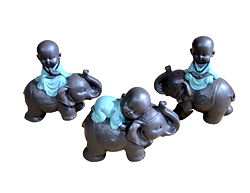 Buddha Riding Elephant Set Of 3, 13x12cm Buddha Riding Elephant Set Of 3, 13x12cm