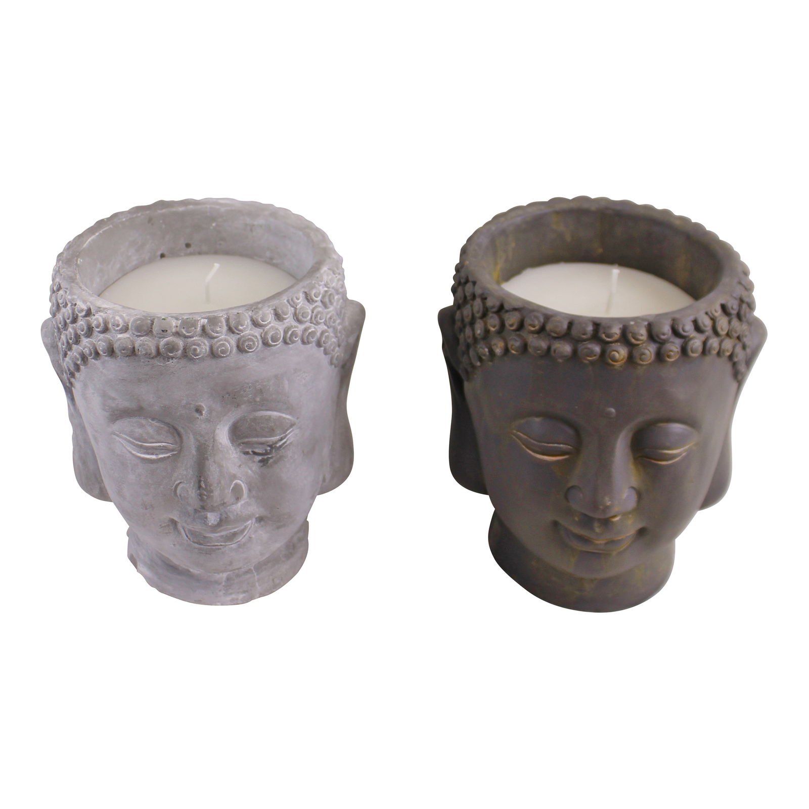 Set of 2 Large Cement Buddha Design Candles Set of 2 Large Cement Buddha Design Candles